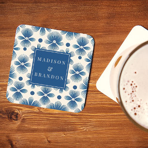 Trouwbloemen uit het midden van de eeuw   Volledig Vierkante Kartonnen Onderzetter