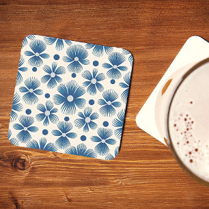 Trouwbloemen uit het midden van de eeuw   Volledig Vierkante Kartonnen Onderzetter