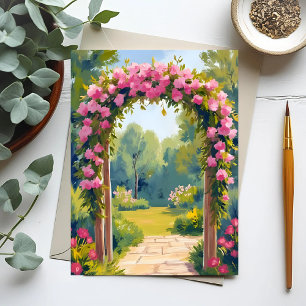 Trouwbloemenboog   Aquarel Huwelijkschildering Briefkaart
