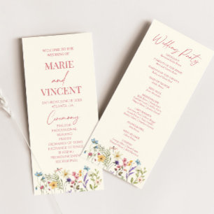 Trouwbloementuin Bloemige Wilde Bloemen Bruiloft Programma