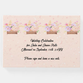 Trouwboek voor Perzik Landelijke Bloemige Bruiloft Gastenboek