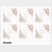 trouwboho bloemen vierkant sticker (Vel)