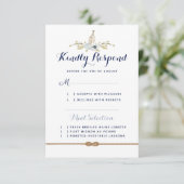 Trouwboodschap in fles, maritieme stijl, semi-form RSVP kaartje (Staand voorkant)