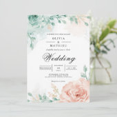 Trouwboog met Teal & Blush bloemen Kaart (Staand voorkant)