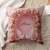 Trouwboog Roze Rozen Witte Duiven Liefde 🌸 Kussen (Deken)