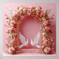 Trouwboog Roze Rozen Witte Duiven 🌸🕊️💖✨