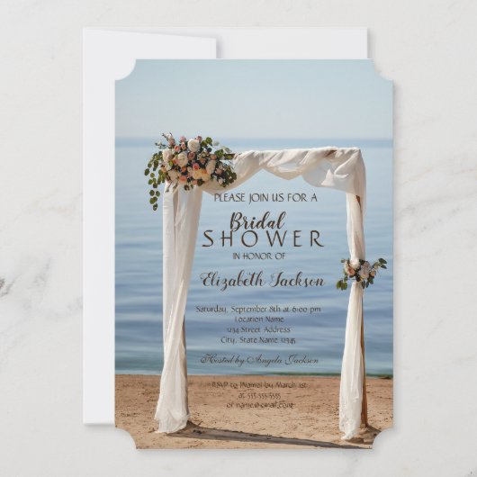 Trouwboog Strand Bloem Bruidsfeest Kaart (Voorkant)