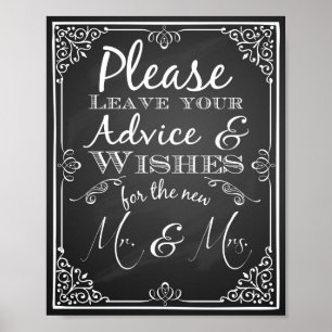 Trouwbord advies en beste wensen nieuwe Mijnheer & Poster