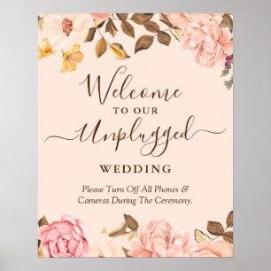 Trouwbord 'Blush Goud Unplugged' Poster