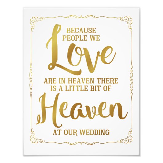 trouwbord, hemel bij bruiloft, goud foto afdruk (Voorkant)