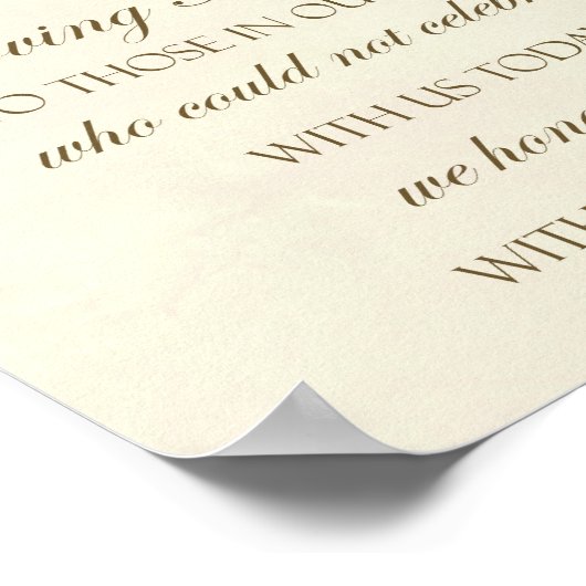 Trouwbord 'In liefdevolle herinnering' rode rozen Poster (Hoek)