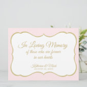 Trouwbord 'Loving Memory' Goud en Roze Bord Aankondiging (Staand voorkant)