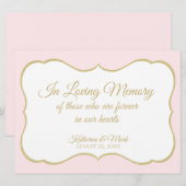 Trouwbord 'Loving Memory' Goud en Roze Bord Aankondiging (Voorkant / Achterkant)
