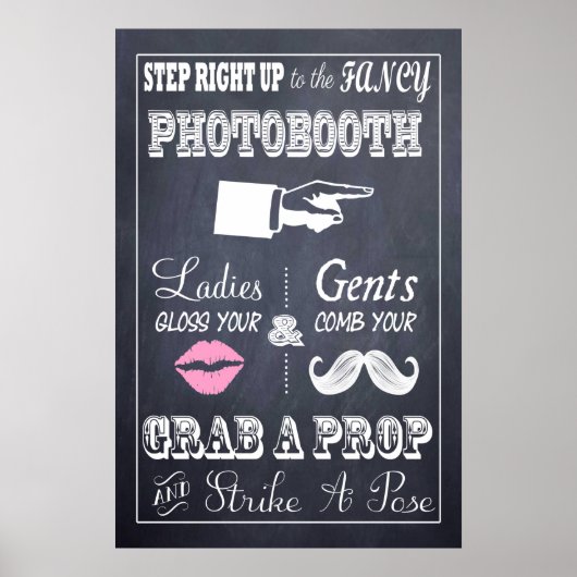 Trouwbord met krijtbord Fancy Photobooth 50 x 75 c Poster (Voorkant)