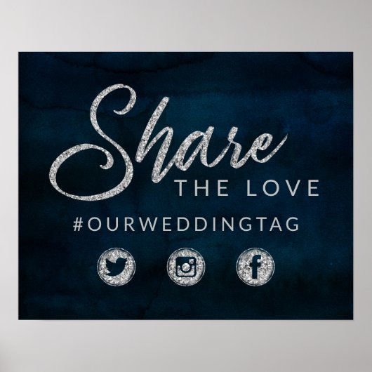 Trouwbord 'Navy Luster Silver Share the Love' Poster (Voorkant)