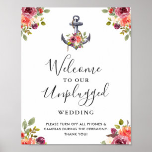 Trouwbord 'Schetterend anker' voor een onplugweddi Poster