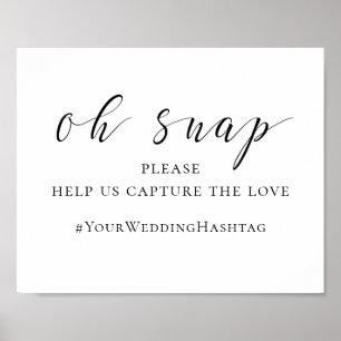 Trouwbord zwart en wit. Instagram hashtag Poster