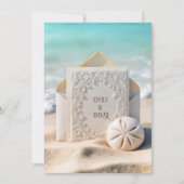Trouwbriefpapier met strand zand dollar kaart (Voorkant)