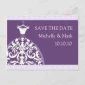 Trouwbruid Bewaar de datum Paarse Kaart (Voorkant)