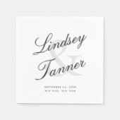 Trouwbruid en bruidegom in elegant schaduwscript servet (Voorkant)