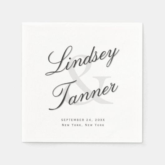 Trouwbruid en bruidegom in elegant schaduwscript servet (Voorkant)