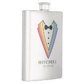 Trouwbruidegom Groomsman Gay Rainbow Tuxedo Flacon (Rechts)
