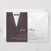 Trouwbruidegom pak en bruiden jurk uitnodiging (Voorkant)