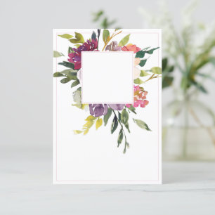 Trouwbudget bordeauxrood en paarse bloemen bruilof kaart