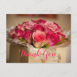 Trouwcadeau Bedankt Roze Bloemen Boeket Briefkaart