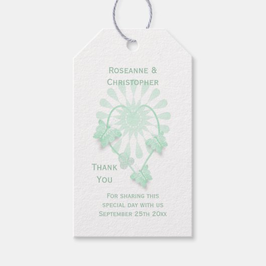 Trouwcadeau Label Pepermunt Vlinders Hart Cadeaulabel (Voorkant)