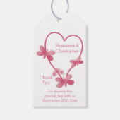 Trouwcadeau Labels Roze Hart en Vlinders Cadeaulabel (Voorkant)