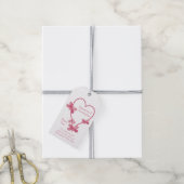 Trouwcadeau Labels Roze Hart en Vlinders Cadeaulabel (Met Touw)