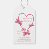 Trouwcadeau Labels Roze Hart en Vlinders Cadeaulabel (Achterkant)