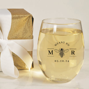 Trouwcadeau met Bijen Monogram Wijnglas Zonder Voet