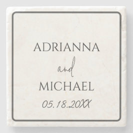 Trouwcadeau met naam en datum van het paar  stenen onderzetter