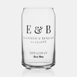 Trouwcadeau voor getuige Monogram Minimalistisch Blikvorm Glas