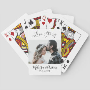 Trouwcadeau voor stel met foto en datum pokerkaarten