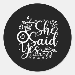 Trouwcadeau Zij Zegt Ja Ronde Sticker