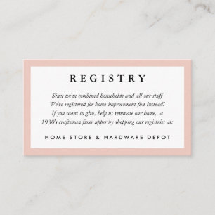Trouwcadeaukaart met Blush kader Informatiekaartje