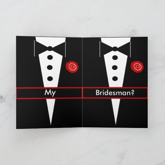 Trouwcadeaukaart voor bruidsman met Tux en Roos (Binnen)