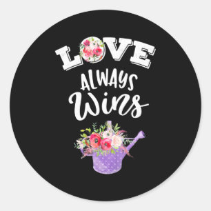 Trouwcadeaus Liefde Wint Altijd Ronde Sticker