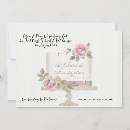 Trouwcake Grappig Wijziging Van Plannen Uitgesteld Aankondiging (Voorkant)