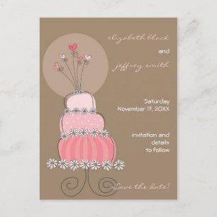 Trouwcake Roze Whimsical Save The Date Aankondigingskaart