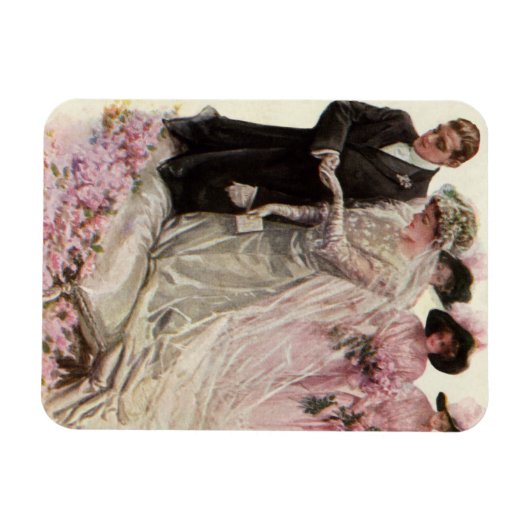 Trouwceremonie bruid en bruidegom in Victoriaanse  Magneet (Horizontaal)