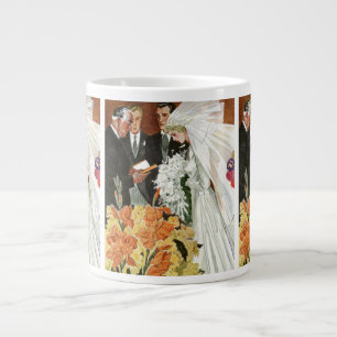 Trouwceremonie in vintage stijl met bruid en bruid jumbo mok