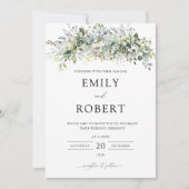 Trouwceremonie uitnodiging met Eucalyptus bloemen (Voorkant)