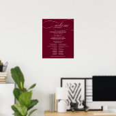 Trouwceremonieprogramma Burgundy Marsala Poster (Thuiskantoor)