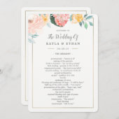 Trouwceremonieprogramma Dubbelzijdig Roze Bloemen Programma (Voorkant / Achterkant)