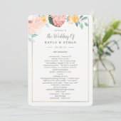 Trouwceremonieprogramma Dubbelzijdig Roze Bloemen Programma (Staand voorkant)