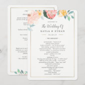 Trouwceremonieprogramma Dubbelzijdige Roze Bloemen Programma (Voorkant / Achterkant)